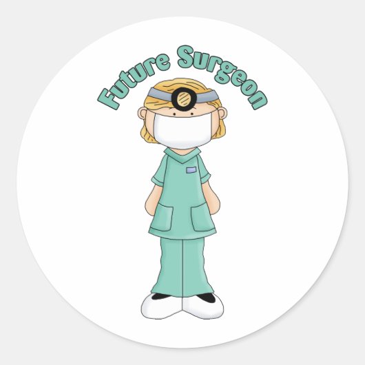 Sticker Rond Futur chirurgien Petite fille (Devant)