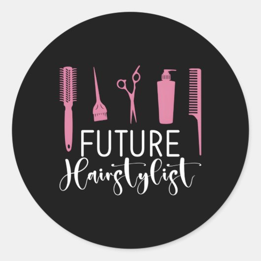 Sticker Rond Futur coiffeur Barber Dresseur de cheveux (Devant)