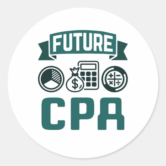 Sticker Rond Futur diplôme en comptabilité CPA (Devant)