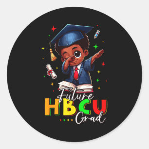 Sticker Rond Futur diplômé Hbcu Histoire Garçon noir Diplômé Hb