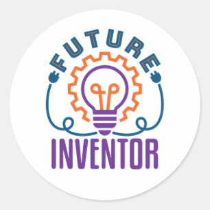 Sticker Rond Futur inventeur ingénieur scientifique