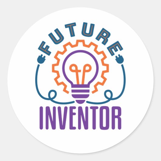 Sticker Rond Futur inventeur ingénieur scientifique (Devant)