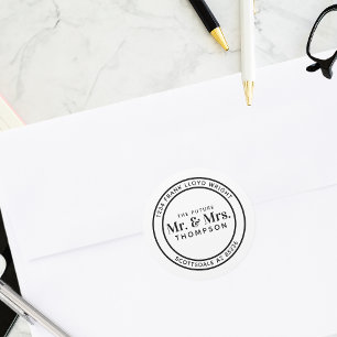 Sticker Rond Futur M. et Mme Mariage Rond Adresse de retour
