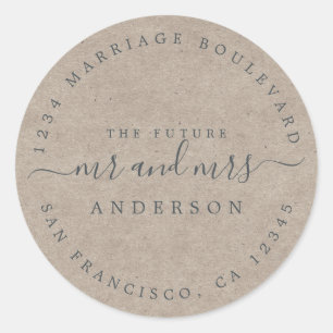 Sticker Rond Futur M. Mme Kraft Mariage de papier Adresse de re