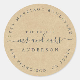 Sticker Rond Futur M. Mme Kraft Mariage de papier Adresse de re