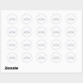 Sticker Rond Futur M. Mme Navy Script bleu Adresse de retour (Feuille)