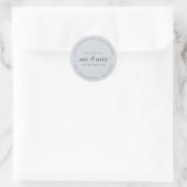 Sticker Rond Futur M. Mme Script Pastel Blue Adresse de retour (Sac)