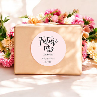 Sticker Rond Futur mariage Mrs Rose Pâle 