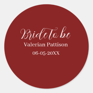 Sticker Rond Futur mariée nom date rose blanc shower de mariage