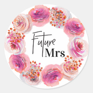 Sticker Rond Futur Mme Fête des mariées Bright Floral