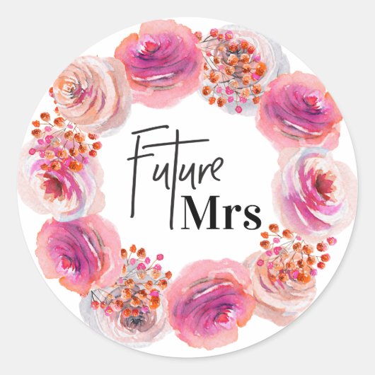 Sticker Rond Futur Mme Fête des mariées Bright Floral (Devant)
