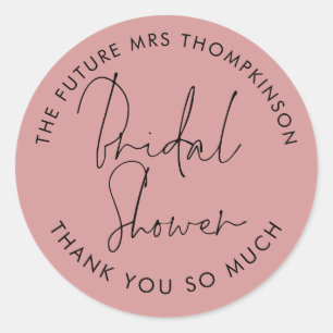 Sticker Rond Futur Mme Nom Dusty Rose Fête des mariées