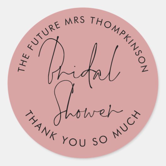 Sticker Rond Futur Mme Nom Dusty Rose Fête des mariées (Devant)