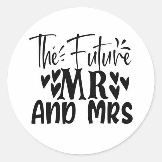 Sticker Rond Futur Mme Wedding Black White Bridal Shower (Devant)