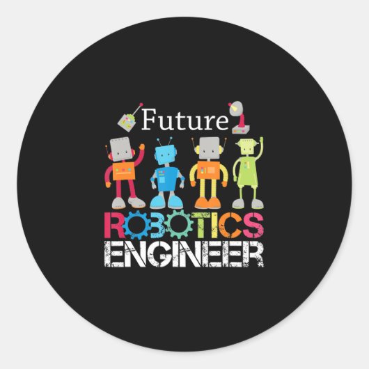 Sticker Rond Futur Robotique Ingénieur Robots Costume d'amour c (Devant)