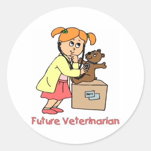 Sticker Rond Futur vétérinaire - Petite fille (Devant)