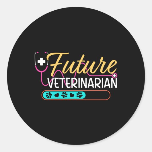 Sticker Rond Futur vétérinaire Stethoscope Vet futur (Devant)