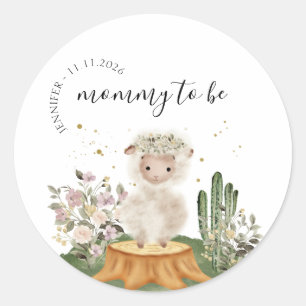 Sticker Rond Future maman en animal de la forêt