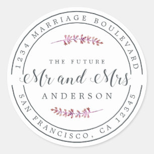 Sticker Rond Future Mme Burgundy Floral Mariage Adresse de reto