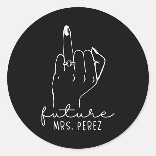 Sticker Rond Future Mrs. Perez New Bridal To Be Fiance Bachelor (Devant)