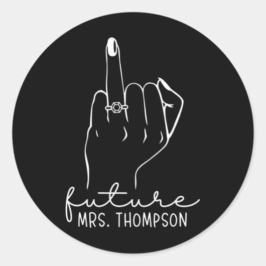 Sticker Rond Future Mrs. Thompson New Bridal To Be Fiance Bache (Devant)