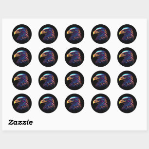 Sticker Rond Futuriste Vivid Radiant Aigle Artistique