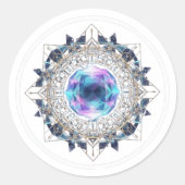 Sticker Rond Futuristic Crystal Mandala – Geometric Tech Art (Devant)