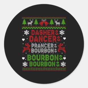 Sticker Rond Fuyard Danseur Galopeur Bourbon Noël laid Santa