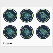 Sticker Rond Fuzz bleu aqua (Feuille)