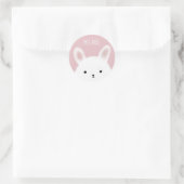 Sticker Rond Fuzzy Bunny Pink Personnalised (Sac)