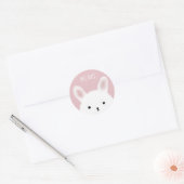 Sticker Rond Fuzzy Bunny Pink Personnalised (Enveloppe)