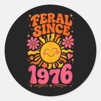 Sticker Rond Fvibesl Depuis 1976 Soleil Rétro - Drôle 50e Anniv