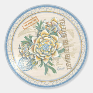 Sticker Rond G Bureau de la création Fleur jaune