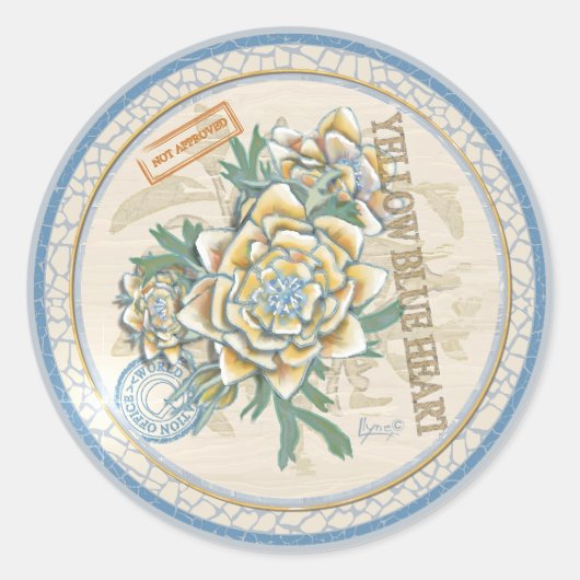 Sticker Rond G Creation Office fleur jaune (Devant)