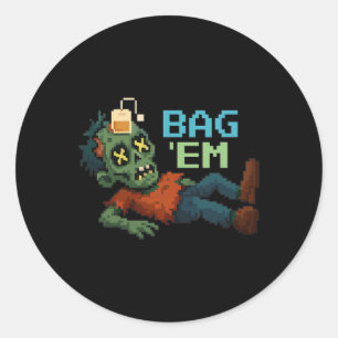 Sticker Rond G em Pixel Zombie Tea G Halloween Npc Gamer Mème 