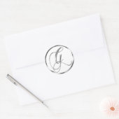 Sticker Rond G Enveloppe Argent Monogramme Faux Ou Sceau Favori (Enveloppe)