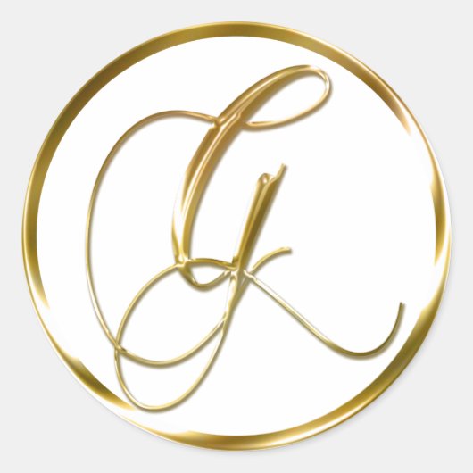 Sticker Rond G Enveloppe Or Monogramme Faux Ou Sceau Favorisant (Devant)