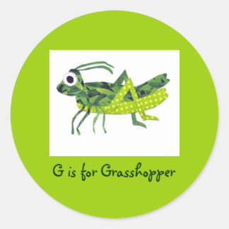 Sticker Rond G est pour Grasshopper