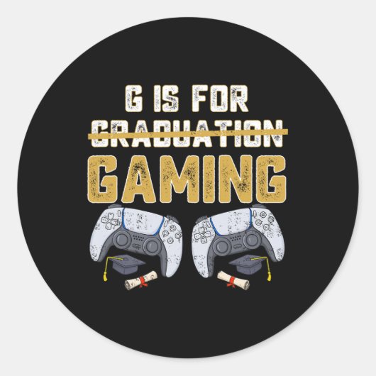 Sticker Rond G Est Pour Jeu Amusant École Graduation Gamer Boys (Devant)