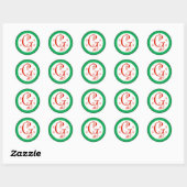 Sticker Rond G Monogramme (Noël lunaire) (Feuille)