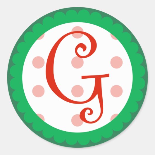 Sticker Rond G Monogramme (Noël lunaire) (Devant)