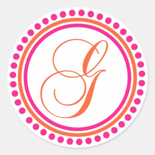 Sticker Rond G Monogramme (rose/orange) (Devant)