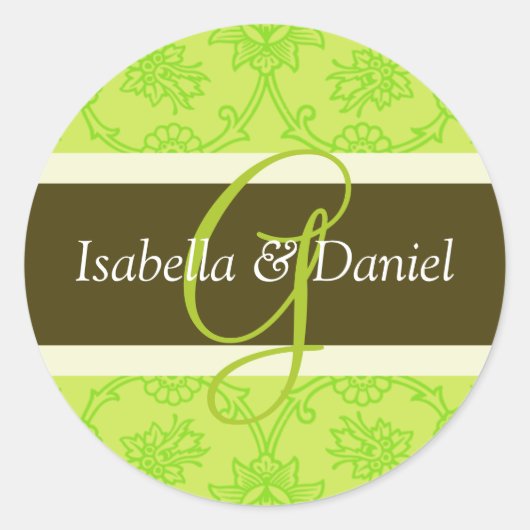 Sticker Rond G Monogrammes Pour Les Sceaux Faire-part de mariag (Devant)