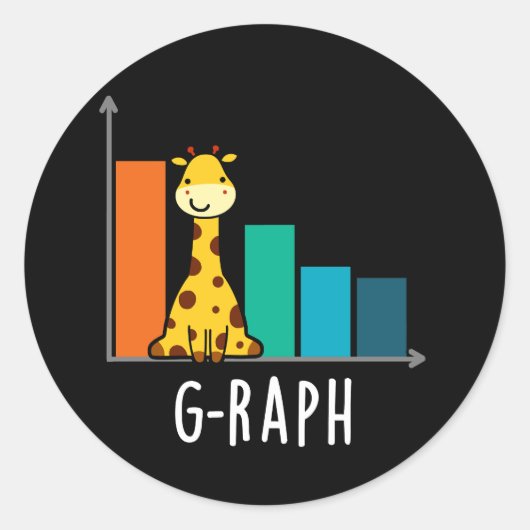 Sticker Rond G-raph Funny Giraffe Graph Pun Graph Dark BG (Devant)