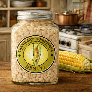 Sticker Rond Gabarit de maïs hominy fait maison vintage