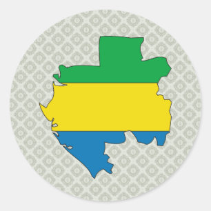 Sticker Rond Gabon Carte Drapeau pleine taille