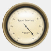 Sticker Rond Gage de pression vapeur Steampunk industriel (Devant)