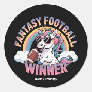 Sticker Rond Gagnant de Football Fantastique Licorne Drôle Styl