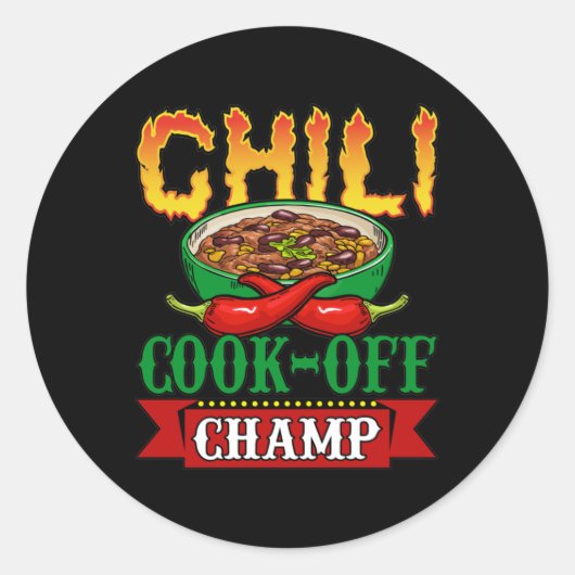 Sticker Rond Gagnant de la compétition Chili Cook Off Champ (Devant)