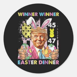 Sticker Rond Gagnante du dîner de Pâques Drôle amusant Trump Ha